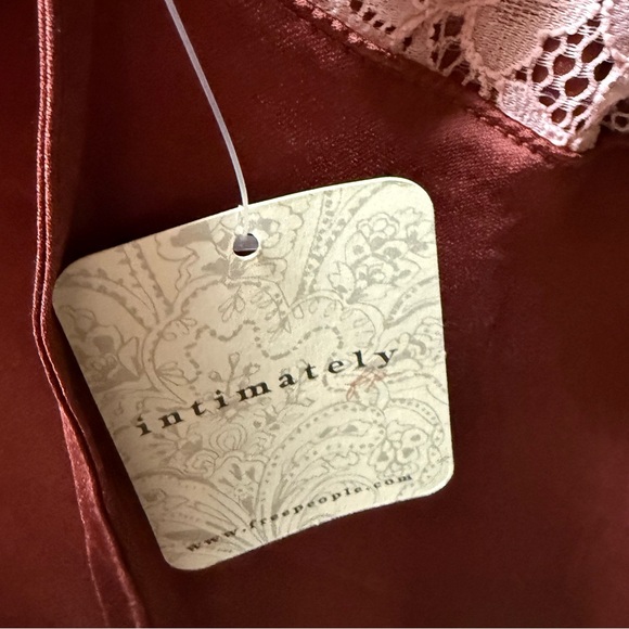 NWT Free People Sparkling Cider Slip Dress L Terra Cotta Satin Lace Maxi - Picture 10 of 10